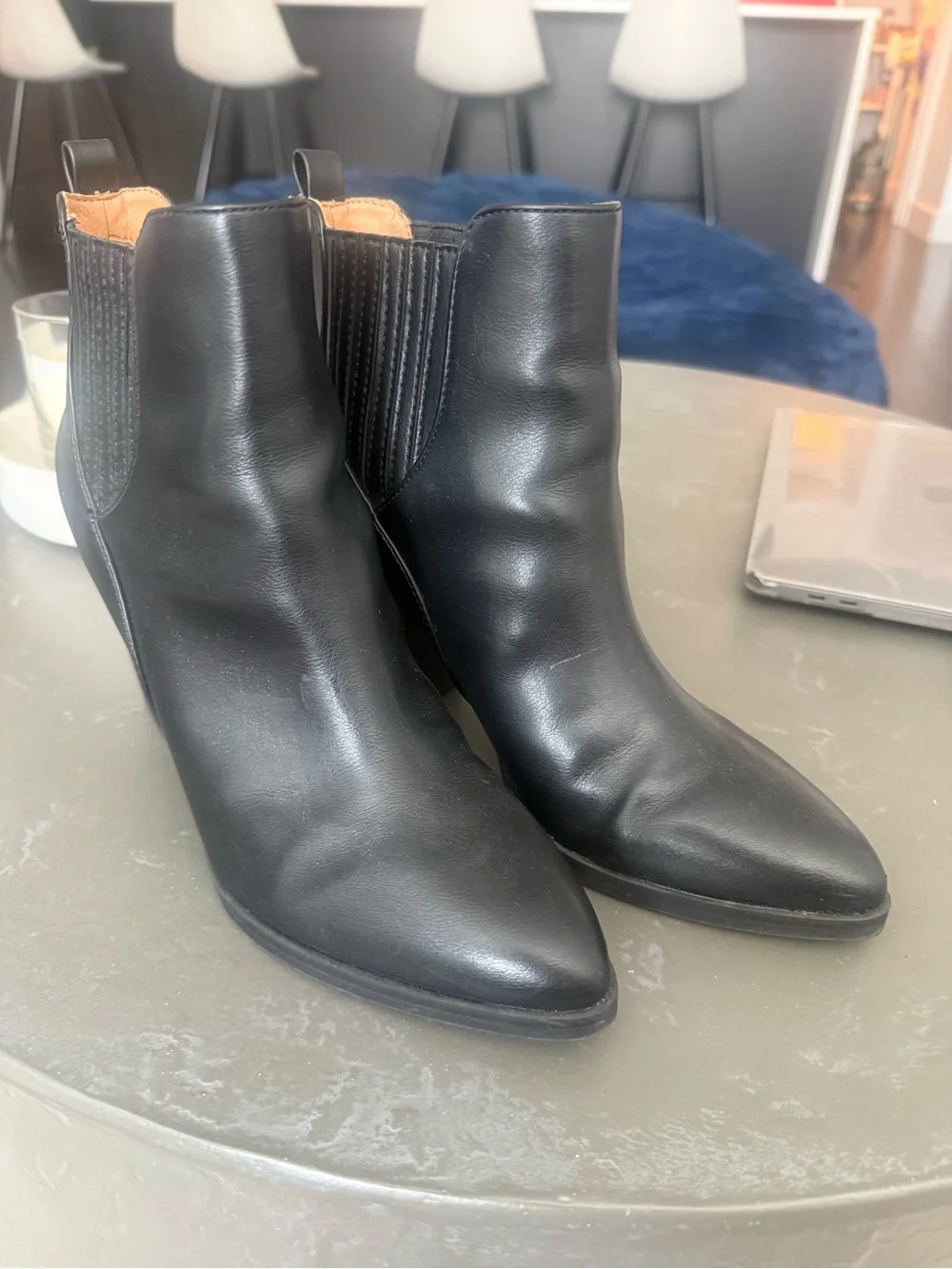 Classic Black Leather Chelsea Ankle Boots - Women